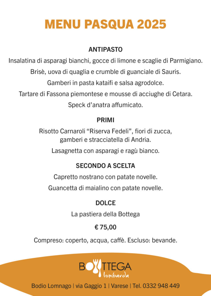 Menu Pasqua 2025